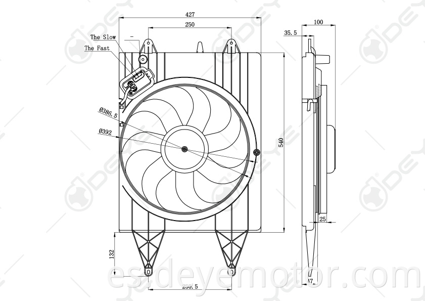 5U0121207A 232730000 5U0959455B 12v dc ventilador de refrigeración del radiador para VW GOL